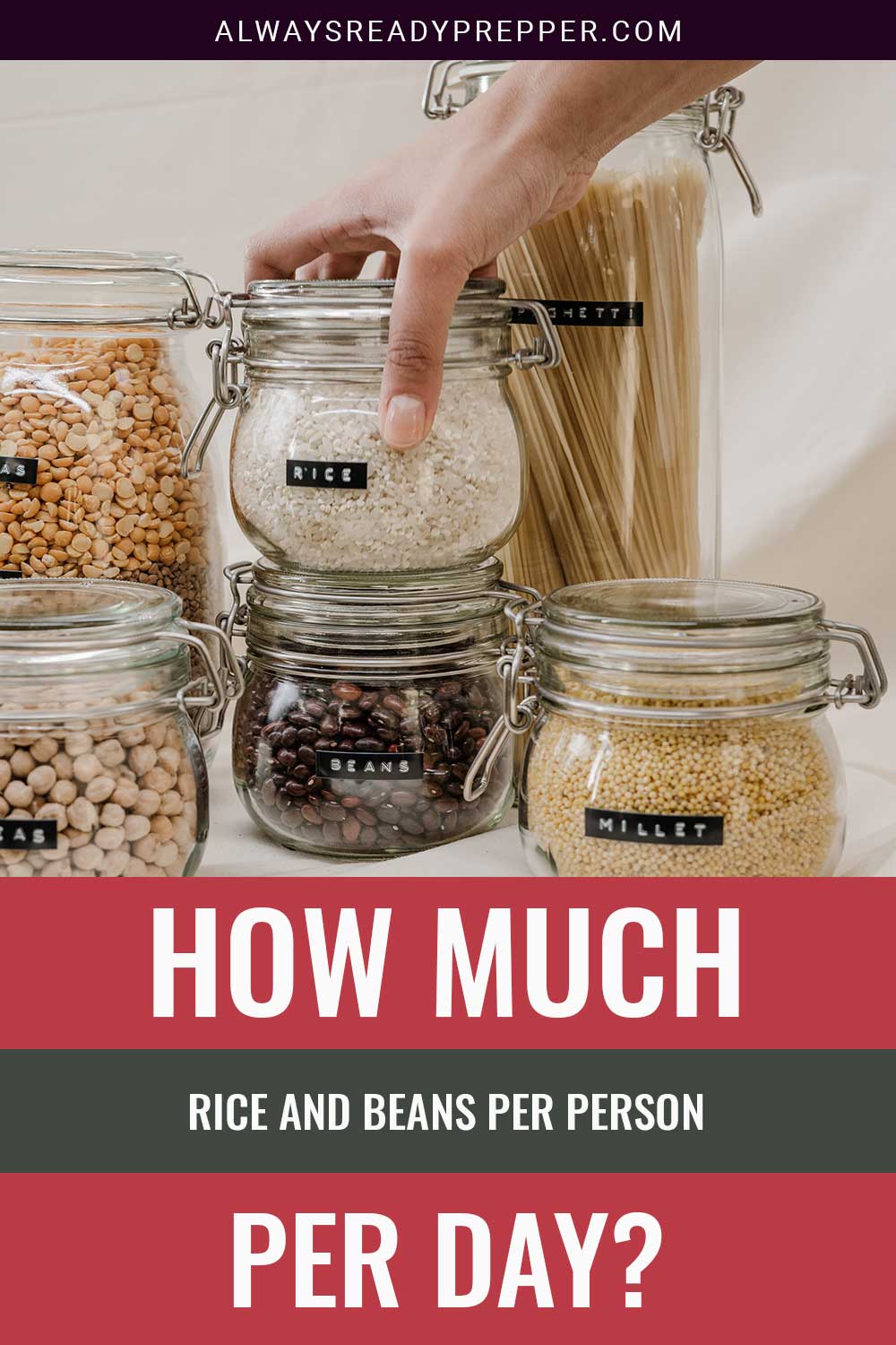 Glass jars of rice, beans, millets etc - How Much Rice And Beans Per Person Per Day?