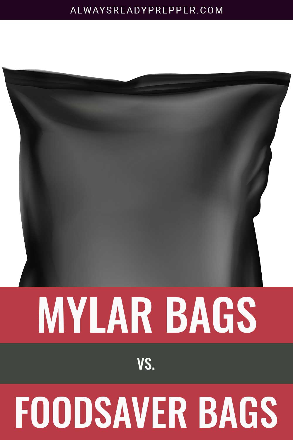 A black food saver bag in front of white background - Mylar Bags vs. Foodsaver Bags.